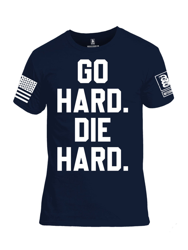 Battleraddle Go Hard Die Hard White Sleeves Men Cotton Crew Neck T-Shirt
