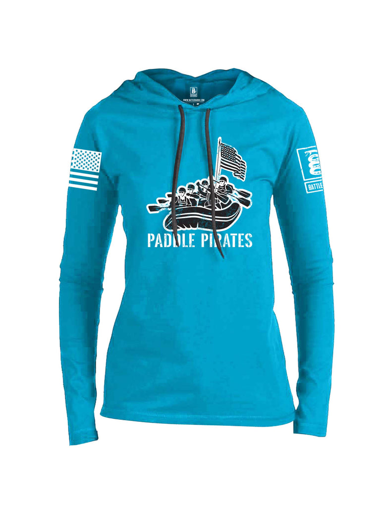 Battleraddle Paddle Pirates White Sleeve Print Womens Thin Cotton Lightweight Hoodie