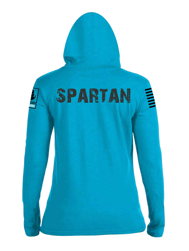 Battleraddle Vintage Spartan Black Sleeve Print Womens Thin Cotton Lightweight Hoodie shirt|custom|veterans|Apparel-Womens Hoodie-Cotton