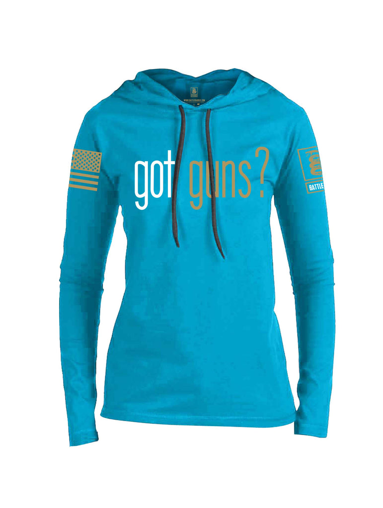 Battleraddle Got Guns? Brass Sleeve Print Womens Thin Cotton Lightweight Hoodie