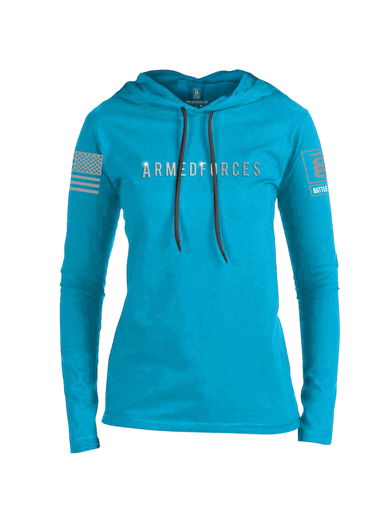 Battleraddle Armedforces Superpatriot Grey Sleeve Print Womens Thin Cotton Lightweight Hoodie