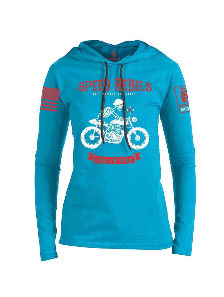 Battleraddle Speed Rebels Red Sleeve Print Womens Thin Cotton Lightweight Hoodie shirt|custom|veterans|Apparel-Womens Hoodie-Cotton