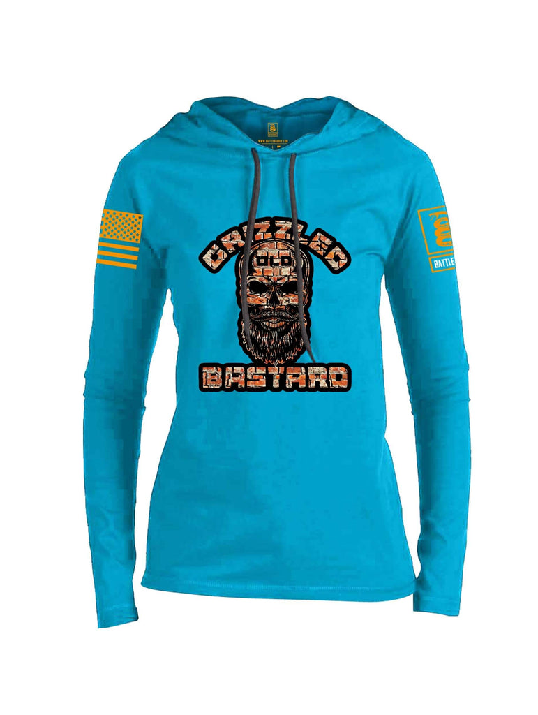 Battleraddle Grizzled Old Bastard Orange Sleeve Print Womens Thin Cotton Lightweight Hoodie shirt|custom|veterans|Apparel-Womens Hoodie-Cotton