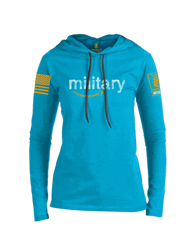 Battleraddle Military Orange Sleeve Print Womens Thin Cotton Lightweight Hoodie