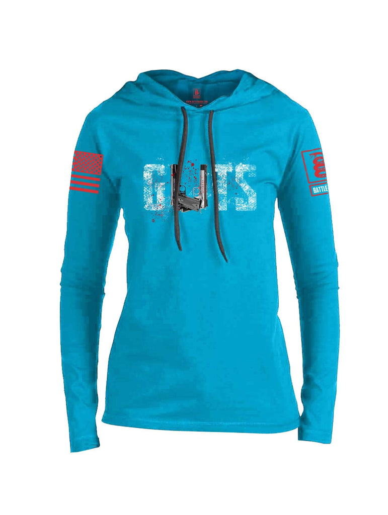 Battleraddle Guts Red Sleeve Print Womens Thin Cotton Lightweight Hoodie shirt|custom|veterans|Apparel-Womens Hoodie-Cotton