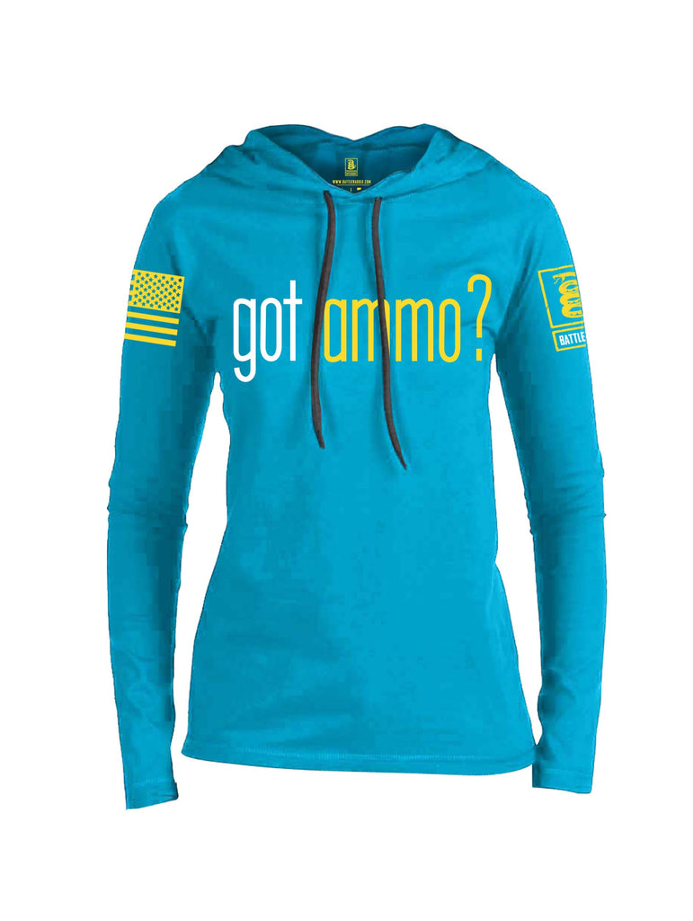 Battleraddle Got Ammo? Yellow Sleeve Print Womens Thin Cotton Lightweight Hoodie