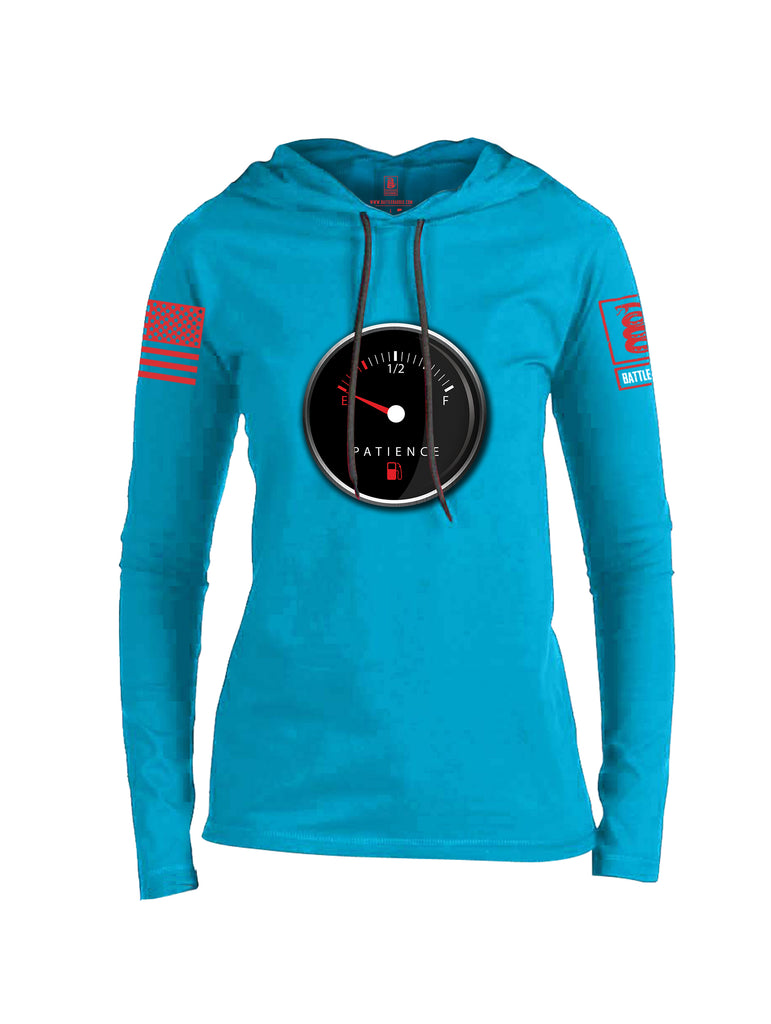 Battleraddle Patience Gauge Red Sleeve Print Womens Thin Cotton Lightweight Hoodie