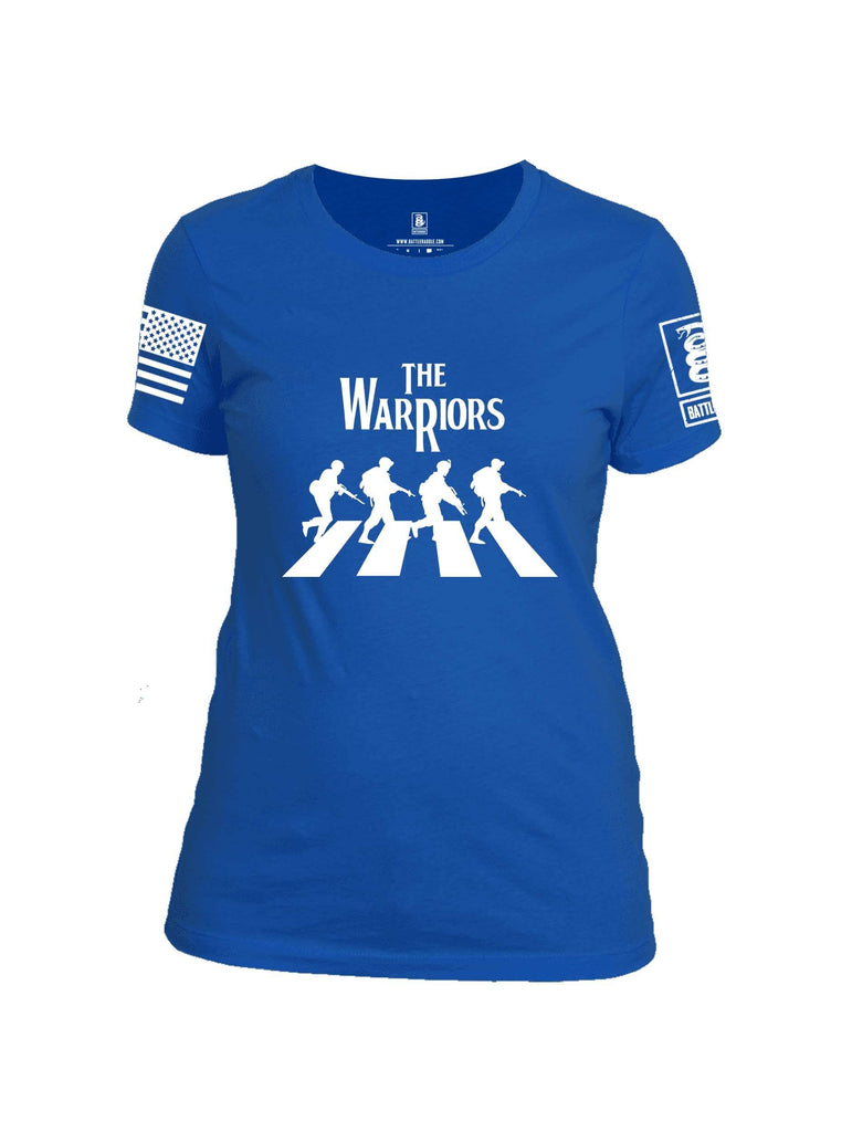 Battleraddle The Warriors White Sleeve Print Womens 100% Battlefit Polyester Crew Neck T Shirt shirt|custom|veterans|Apparel-Womens Shirts-Polyester