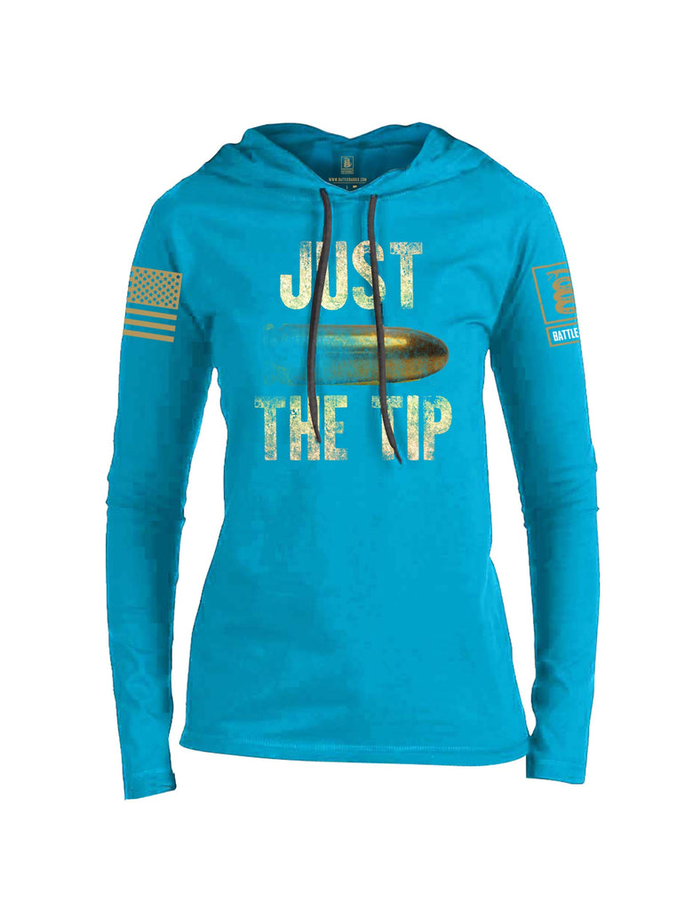 Battleraddle Just The Tip Big Bullet Brass Sleeve Print Womens Thin Cotton Lightweight Hoodie