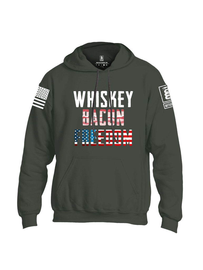 Battleraddle Whiskey Bacon Freedom White Sleeves Uni Cotton Blended Hoodie With Pockets