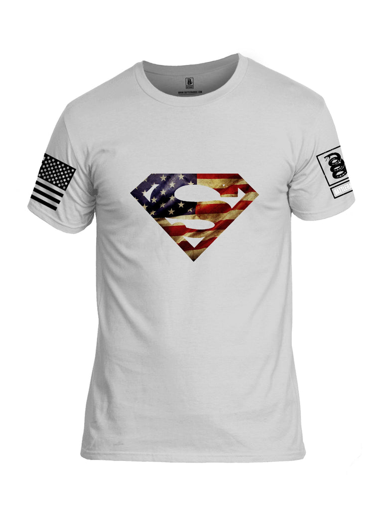 Battleraddle Superman Usa Black Sleeves Men Cotton Crew Neck T-Shirt