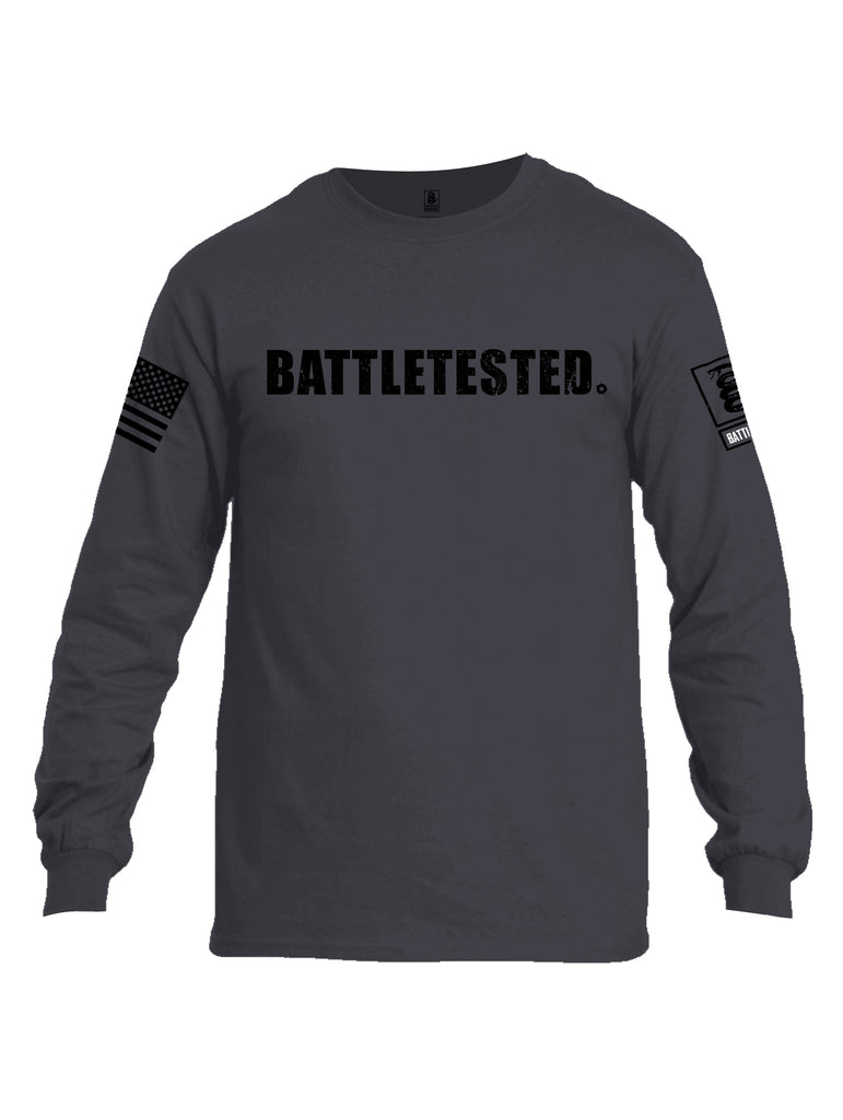 Battleraddle Battletested Black {sleeve_color} Sleeves Men Cotton Crew Neck Long Sleeve T Shirt