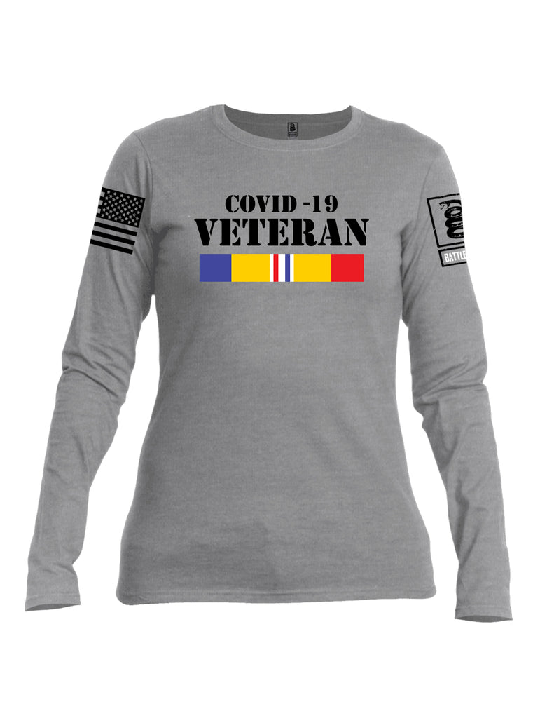 Battleraddle Covid 19 Veteran {sleeve_color} Sleeves Women Cotton Crew Neck Long Sleeve T Shirt