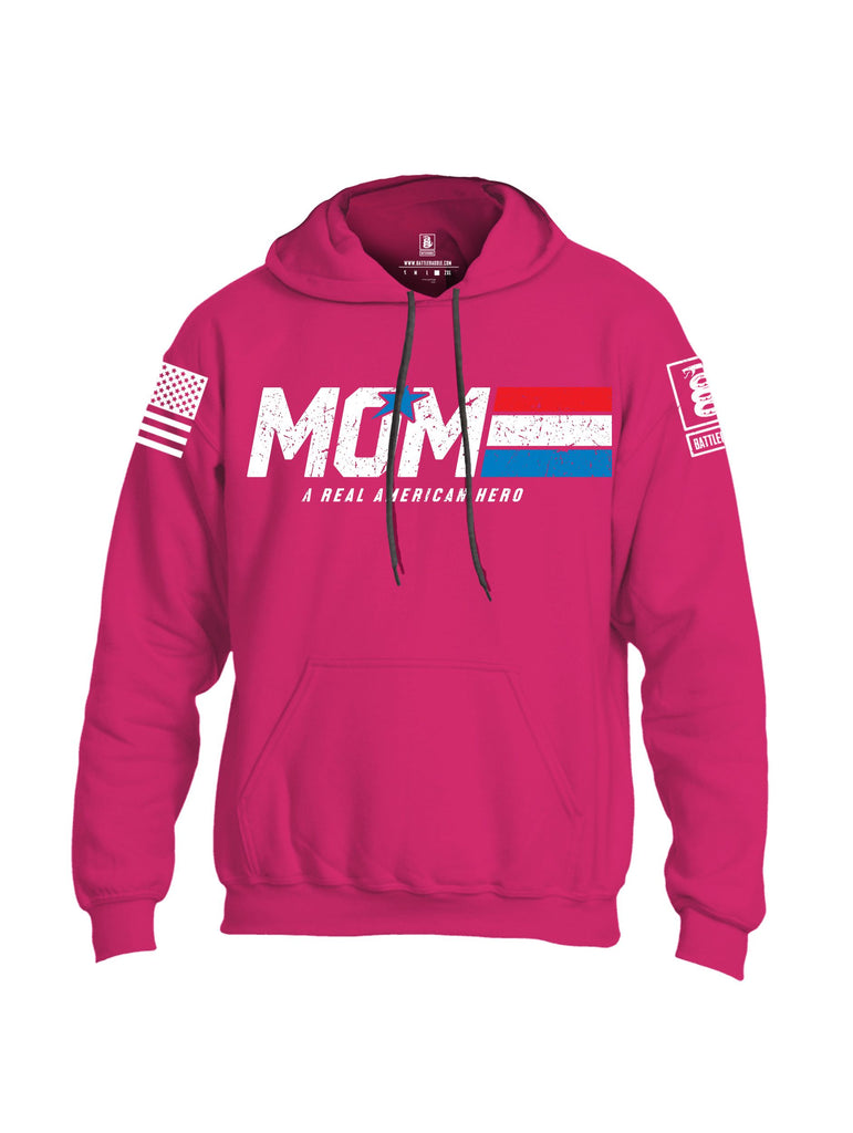 Battleraddle Mom A Real American Hero White Sleeves Uni Cotton Blended Hoodie With Pockets