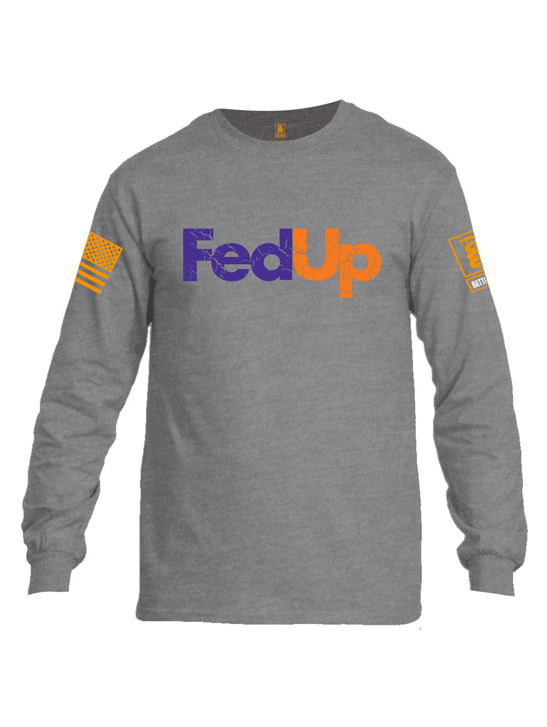 Battleraddle Fed Up Orange {sleeve_color} Sleeves Men Cotton Crew Neck Long Sleeve T Shirt