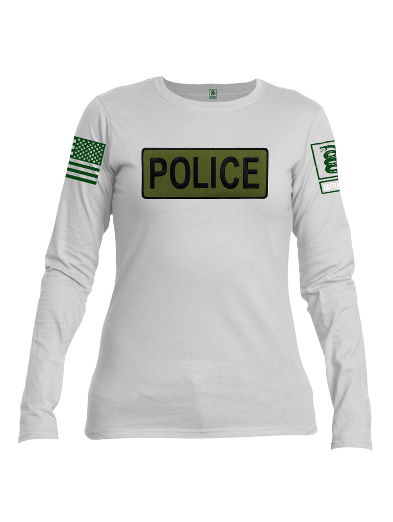 Battleraddle Police Patch Women Cotton Crew Neck Long Sleeve T Shirt