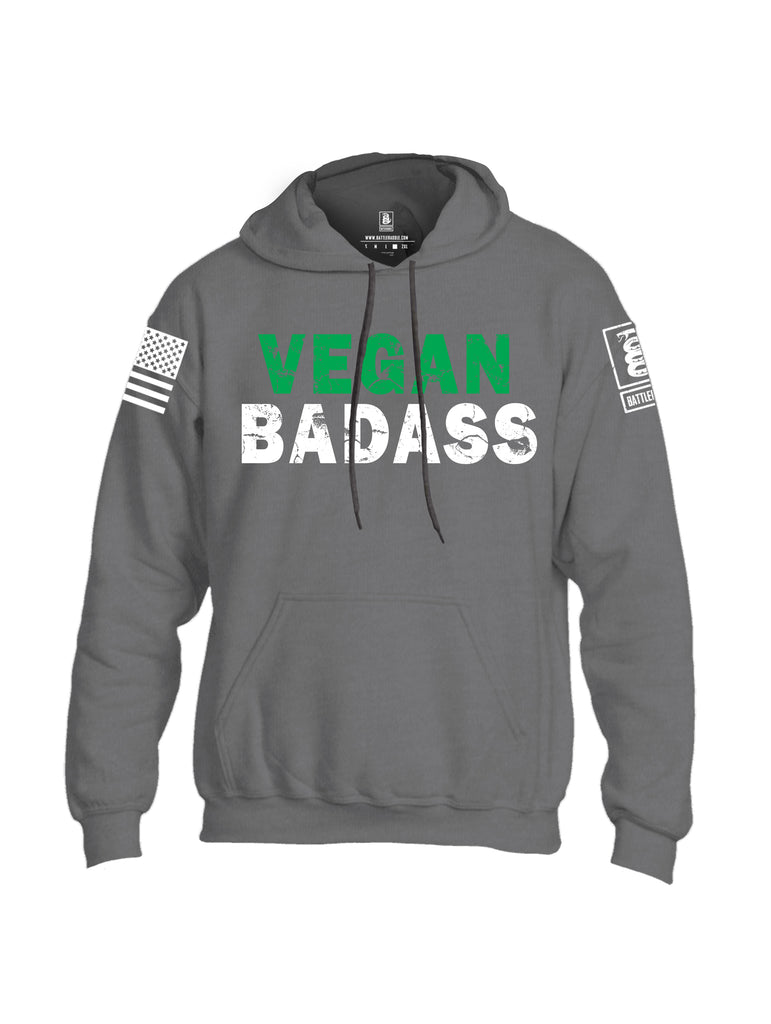 Battleraddle Vegan Badass White {sleeve_color} Sleeves Uni Cotton Blended Hoodie With Pockets