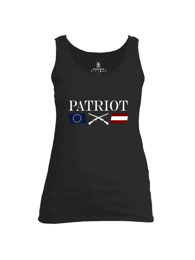 Battleraddle Patriot Rifle Flag White {sleeve_color} Sleeves Women Cotton Cotton Tank Top