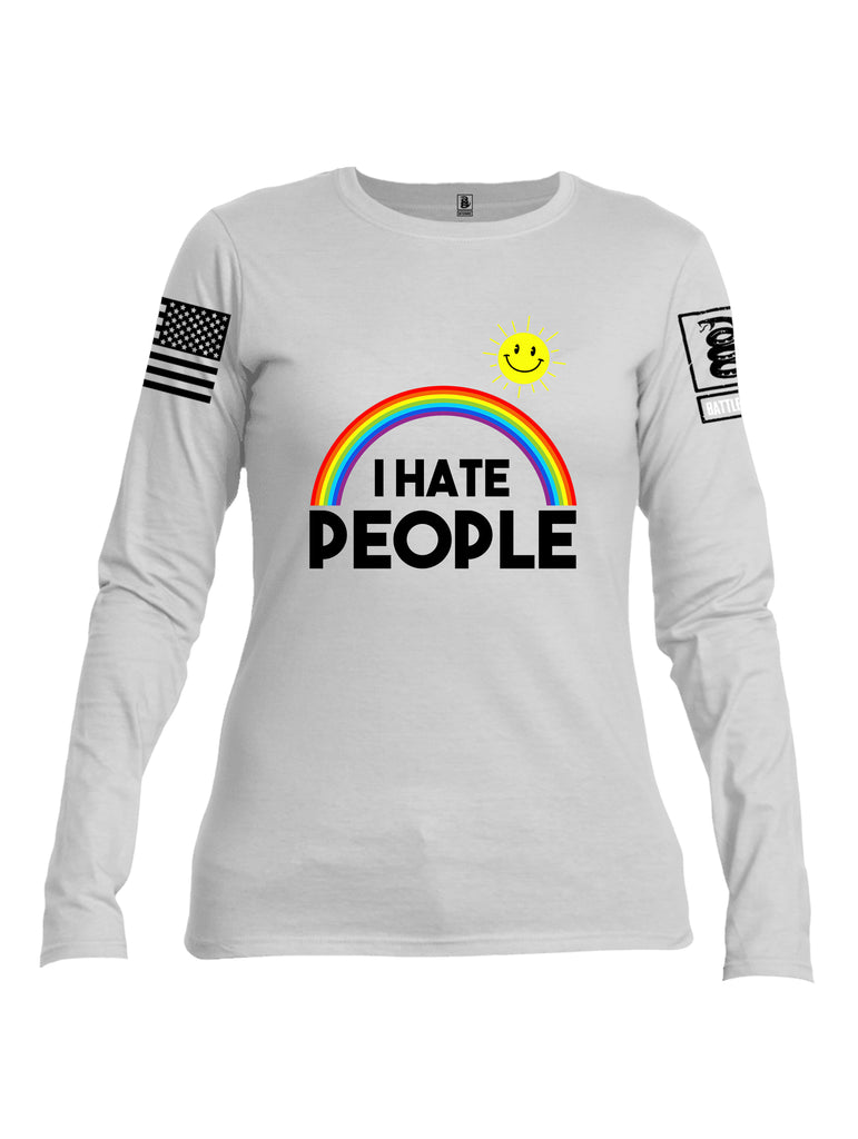 Battleraddle I Hate People {sleeve_color} Sleeves Women Cotton Crew Neck Long Sleeve T Shirt