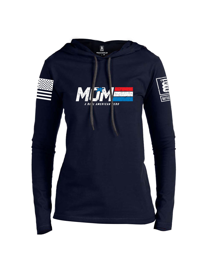 Battleraddle Mom A Real American Hero White Sleeves Women Cotton Thin Cotton Lightweight Hoodie