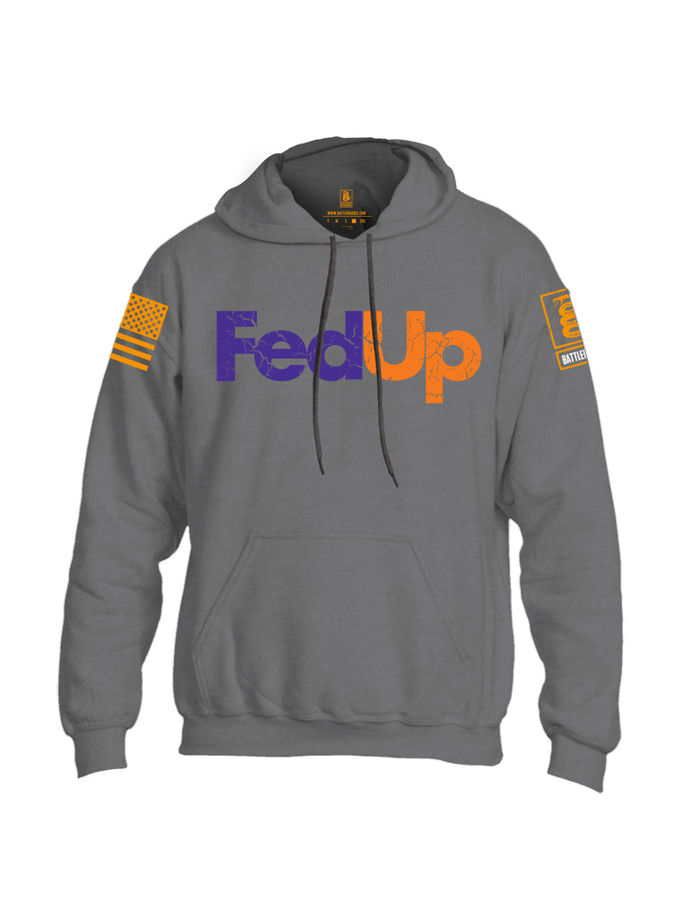 Battleraddle Fed Up Orange {sleeve_color} Sleeves Uni Cotton Blended Hoodie With Pockets