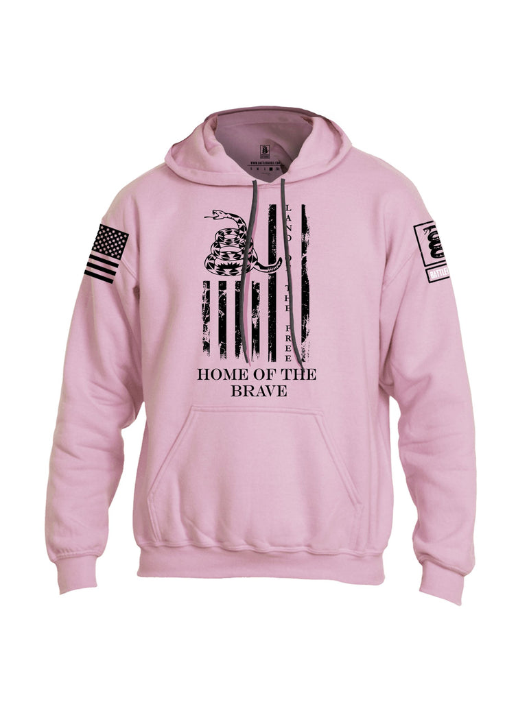 Battleraddle Land Of The Free Home Of The Brave Black Sleeves Uni Cotton Blended Hoodie With Pockets