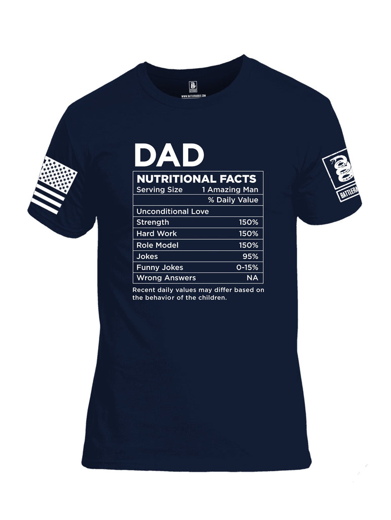 Battleraddle Dad Nutritional Facts White Sleeves Men Cotton Crew Neck T-Shirt