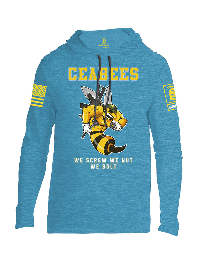 Battleraddle Ceabees We Screw We Nut We Bolt Yellow Sleeve Print Mens Thin Cotton Lightweight Hoodie