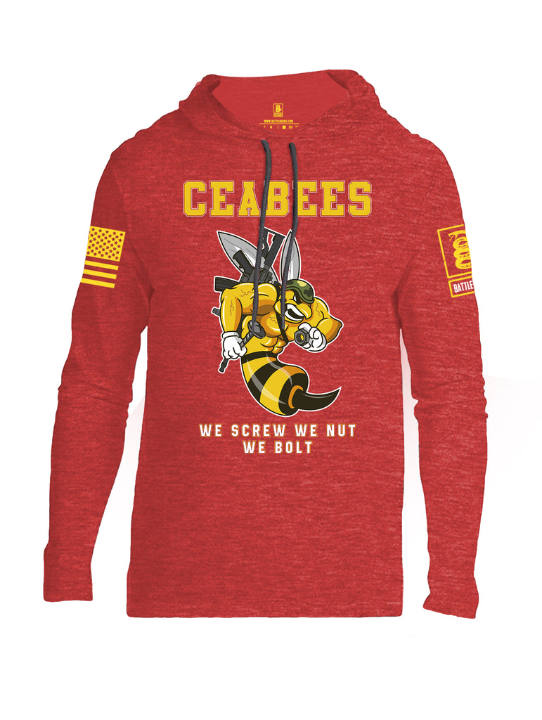 Battleraddle Ceabees We Screw We Nut We Bolt Yellow Sleeve Print Mens Thin Cotton Lightweight Hoodie