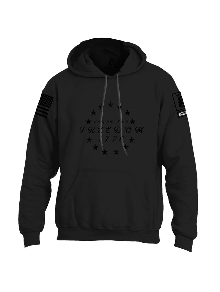 Battleraddle Stand For Freedom 1776 Black Sleeves Uni Cotton Blended Hoodie With Pockets