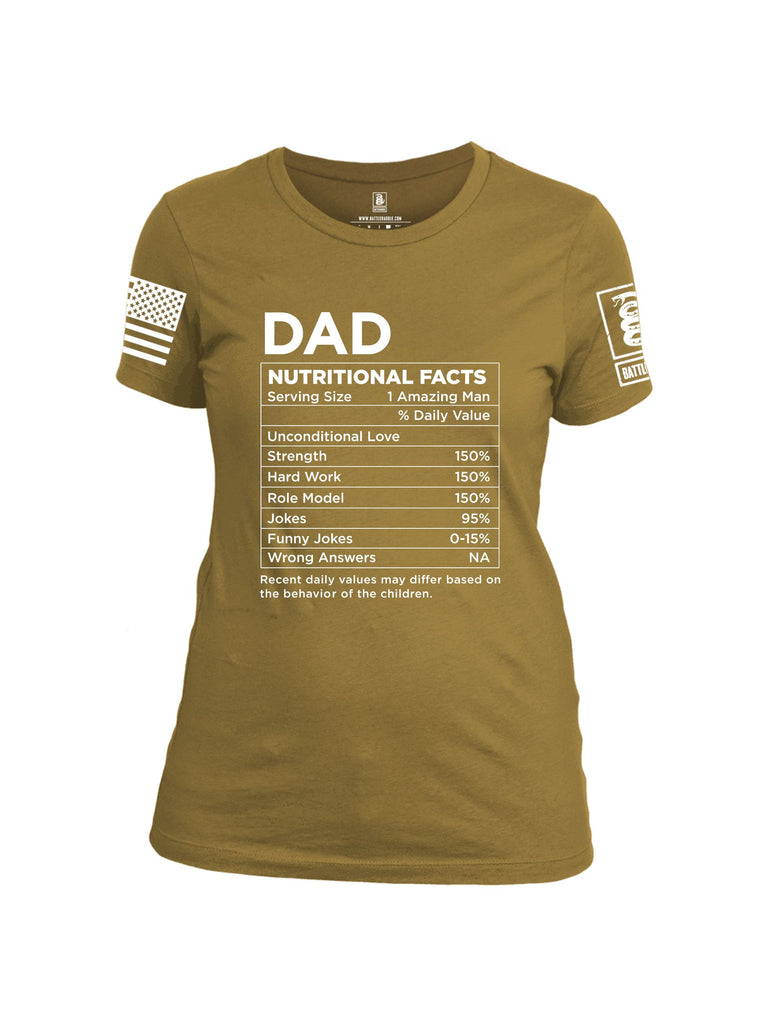 Battleraddle Dad Nutritional Facts White Sleeves Women Cotton Crew Neck T-Shirt