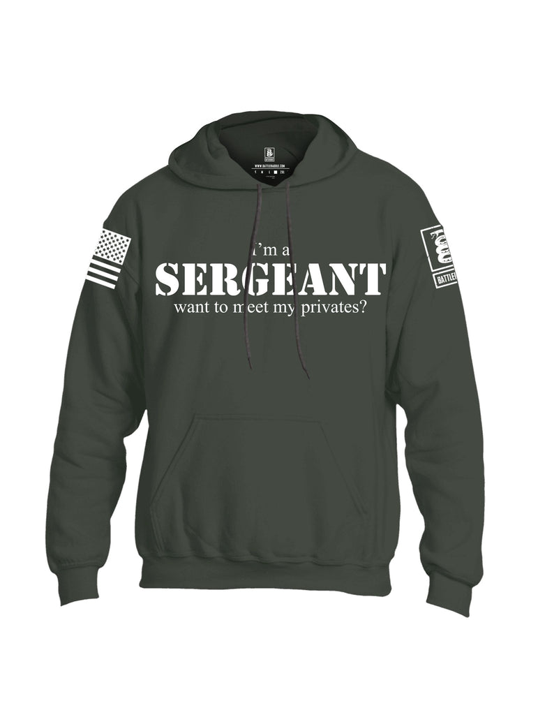 Battleraddle I Am A Sergeant What To Meet My Privates White Sleeves Uni Cotton Blended Hoodie With Pockets