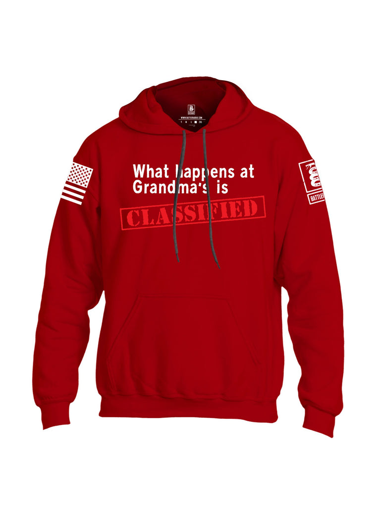 Battleraddle What Happens At Grandmas Is Classified {sleeve_color} Sleeves Uni Cotton Blended Hoodie With Pockets