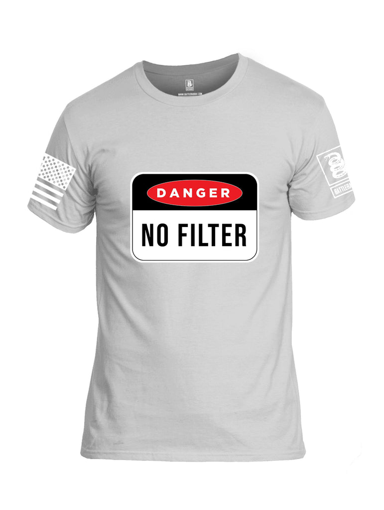 Battleraddle Danger No Filter White Sleeves Men Cotton Crew Neck T-Shirt