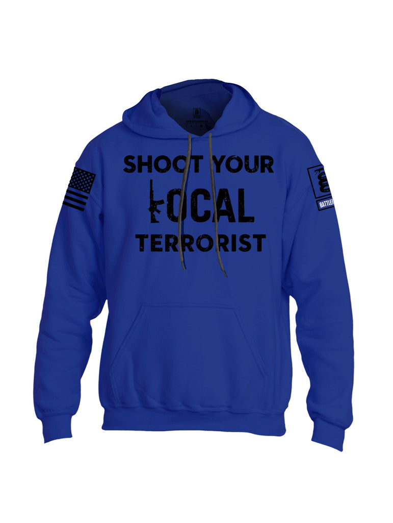 Battleraddle Shoot Your Local Terrorist Black Sleeves Uni Cotton Blended Hoodie With Pockets