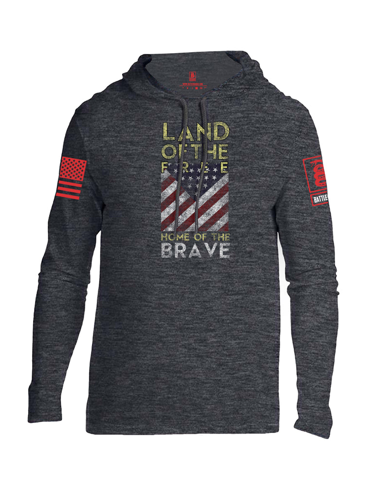 Battleraddle Land Of The Free Home Of The Brave Red Sleeve Print Mens Thin Cotton Lightweight Hoodie