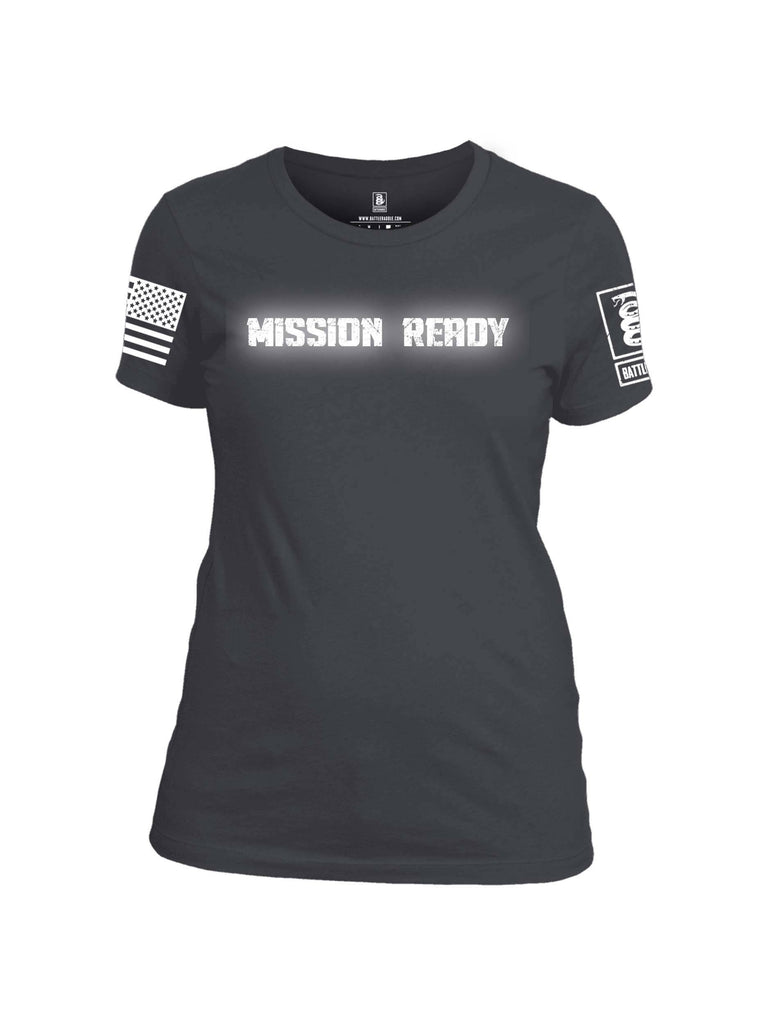 Battleraddle Mission Ready White Sleeve Print Womens Cotton Crew Neck T Shirt shirt|custom|veterans|Apparel-Womens T Shirt-cotton