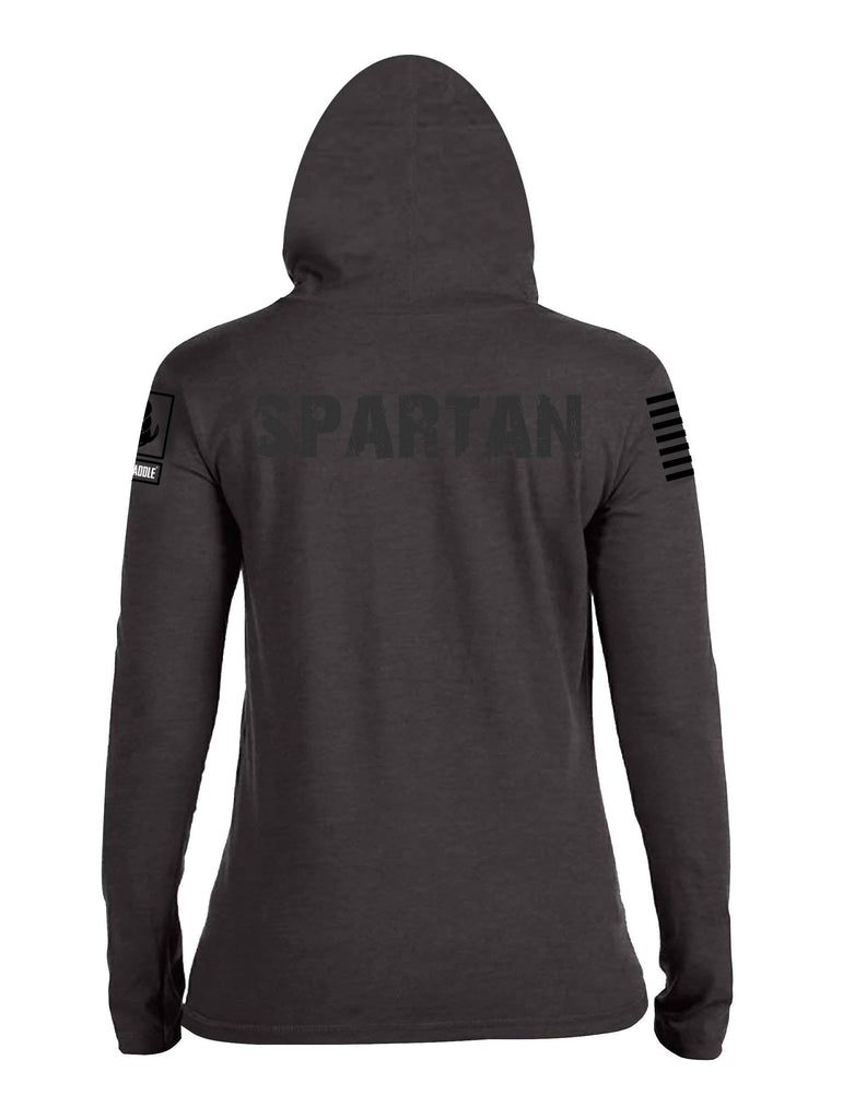 Battleraddle Vintage Spartan Black Sleeve Print Womens Thin Cotton Lightweight Hoodie shirt|custom|veterans|Apparel-Womens Hoodie-Cotton