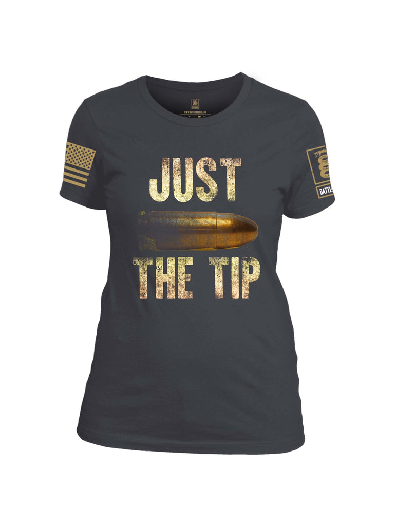 Battleraddle Just The Tip Big Bullet Brass Sleeve Print Womens Cotton Crew Neck T Shirt
