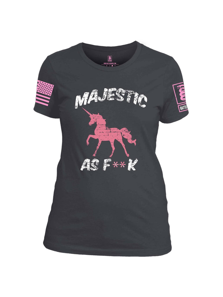 Battleraddle Majestic As F**k Pink Sleeve Print Womens Cotton Crew Neck T Shirt shirt|custom|veterans|Apparel-Womens T Shirt-cotton