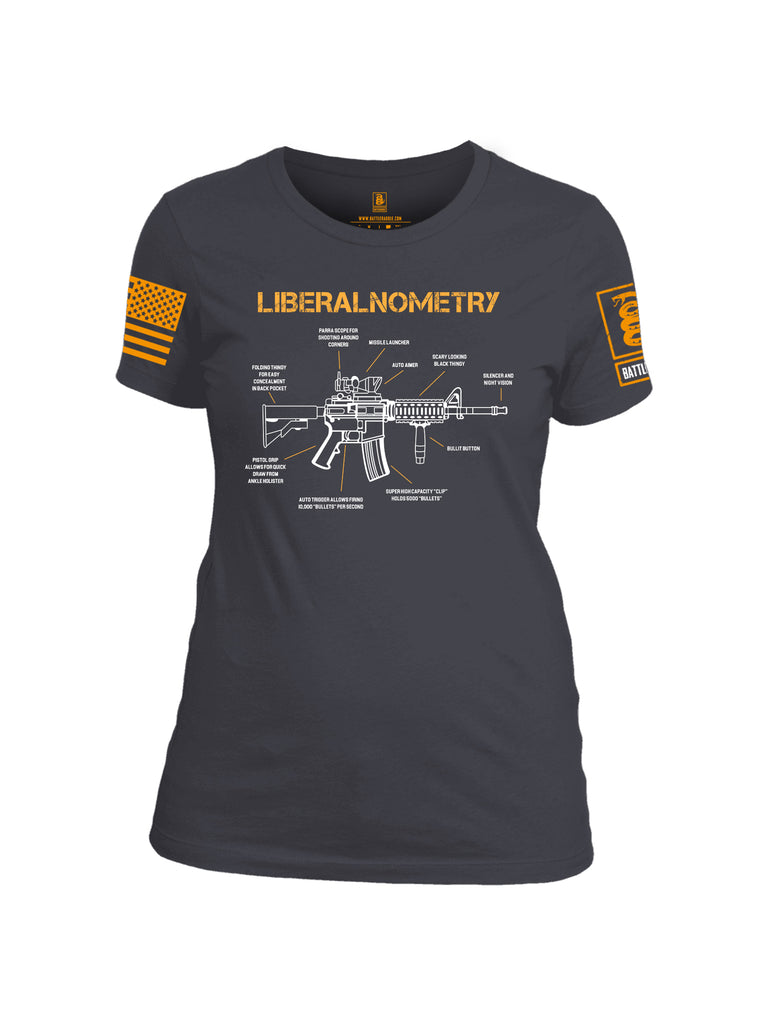 Battleraddle Liberalnometry Orange Sleeve Print Womens Cotton Crew Neck T Shirt