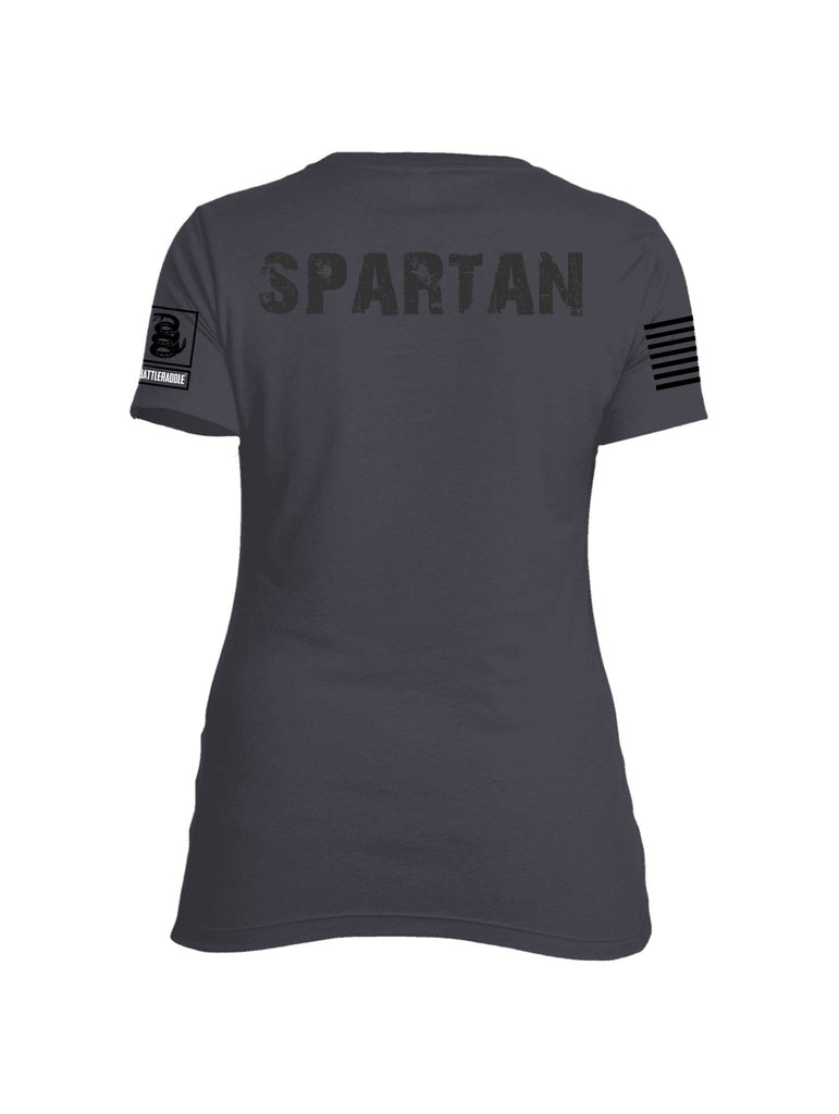 Battleraddle Vintage Spartan Black Sleeve Print Womens Cotton Crew Neck T Shirt shirt|custom|veterans|Apparel-Womens T Shirt-cotton