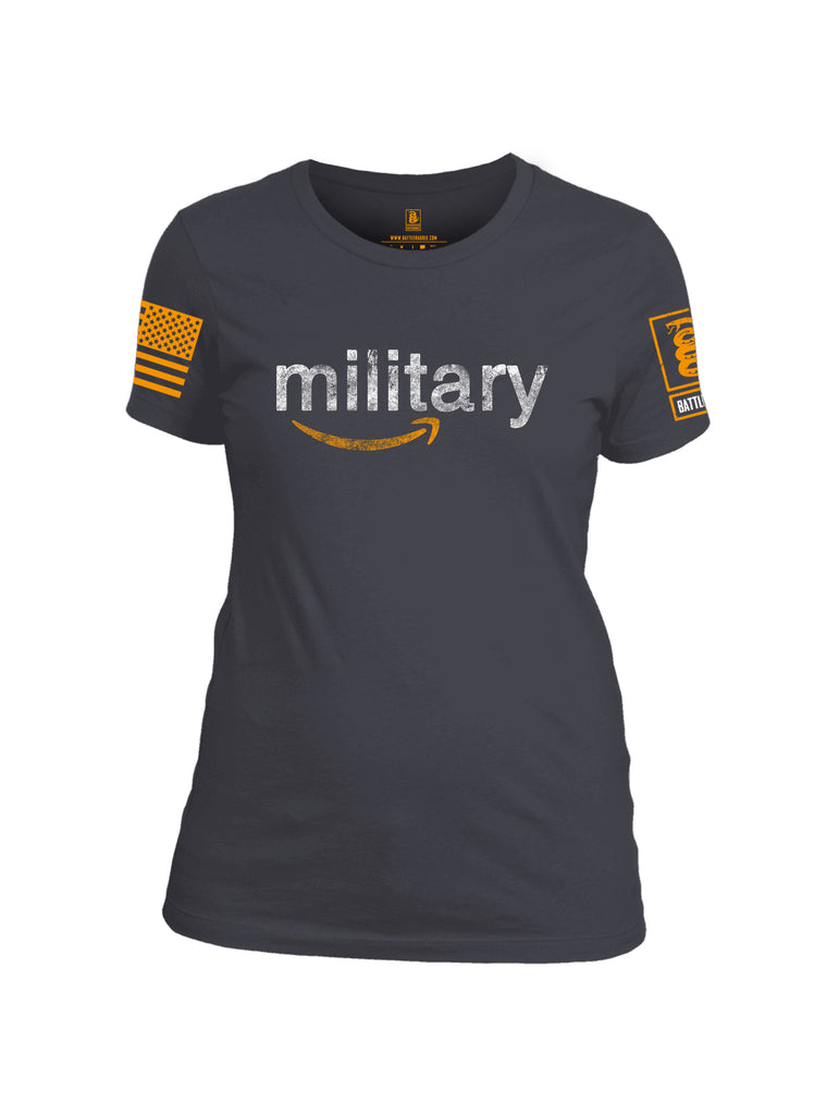 Battleraddle Military Orange Sleeve Print Womens Cotton Crew Neck T Shirt