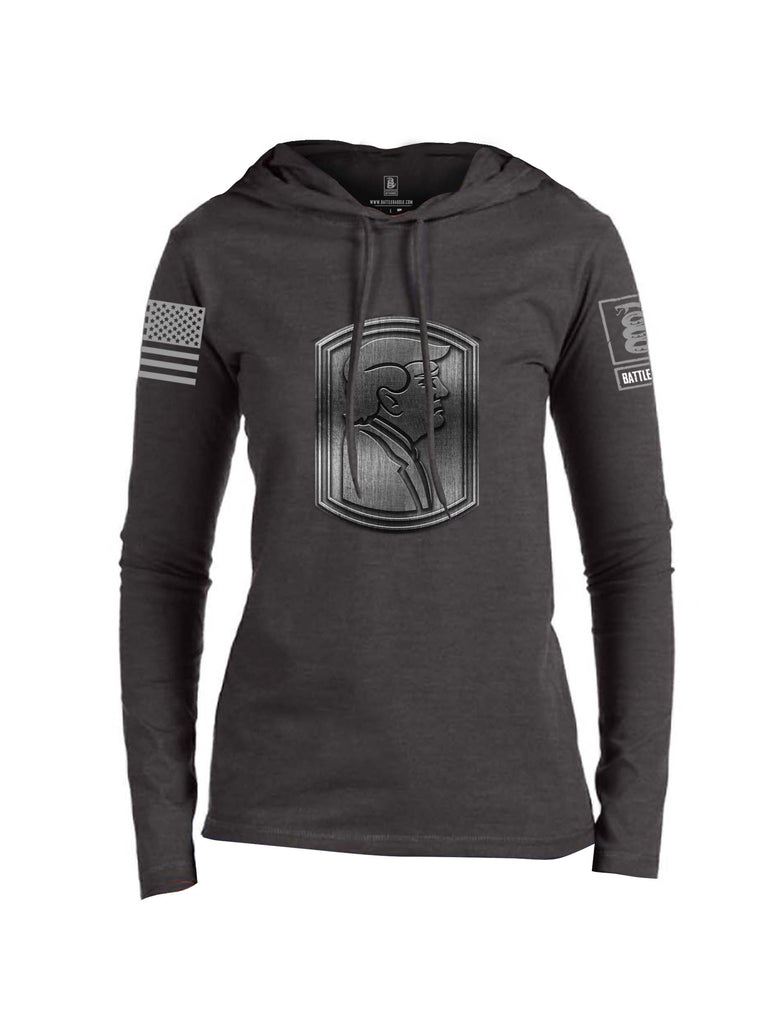 Battleraddle Trump Army Silver Grey Sleeve Print Womens Thin Cotton Lightweight Hoodie