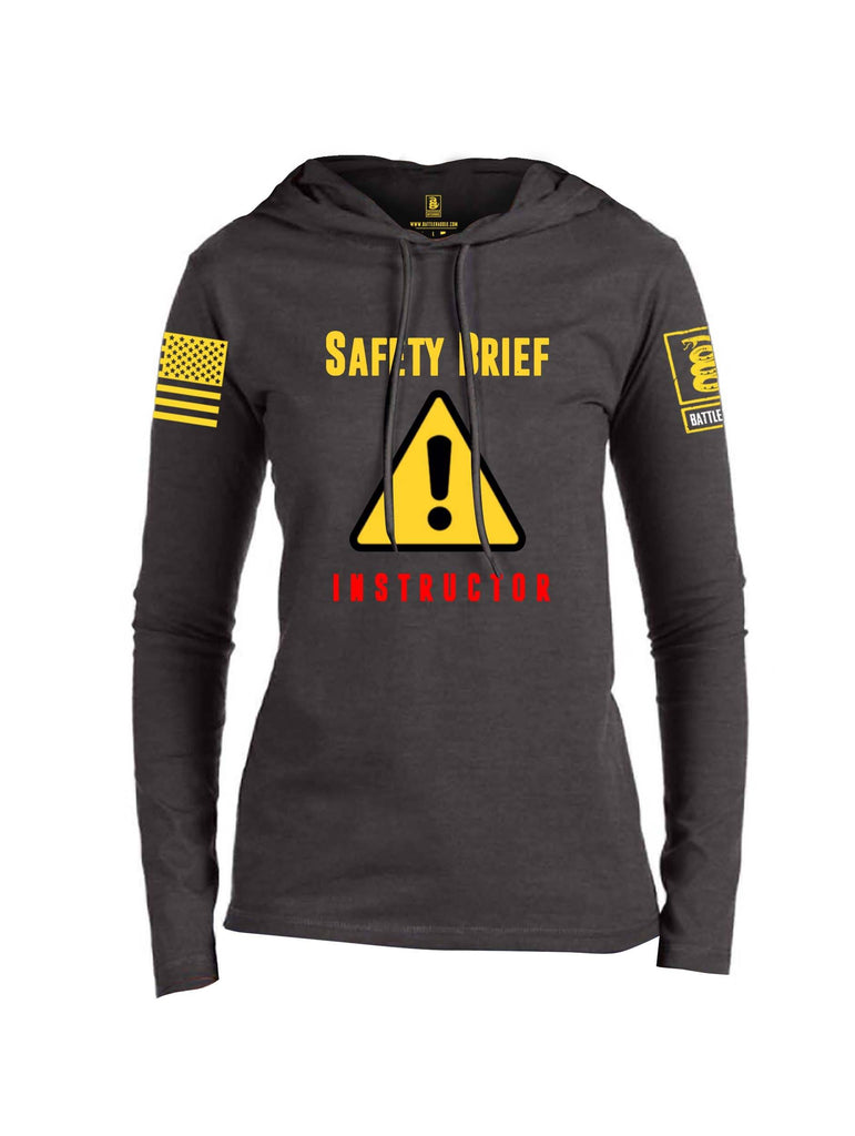 Battleraddle Safety Brief Instructor Yellow Sleeve Print Womens Thin Cotton Lightweight Hoodie shirt|custom|veterans|Apparel-Womens Hoodie-Cotton