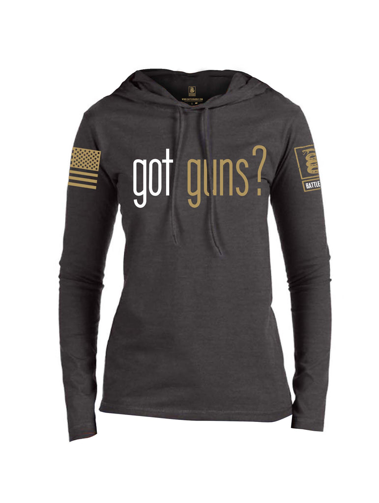 Battleraddle Got Guns? Brass Sleeve Print Womens Thin Cotton Lightweight Hoodie