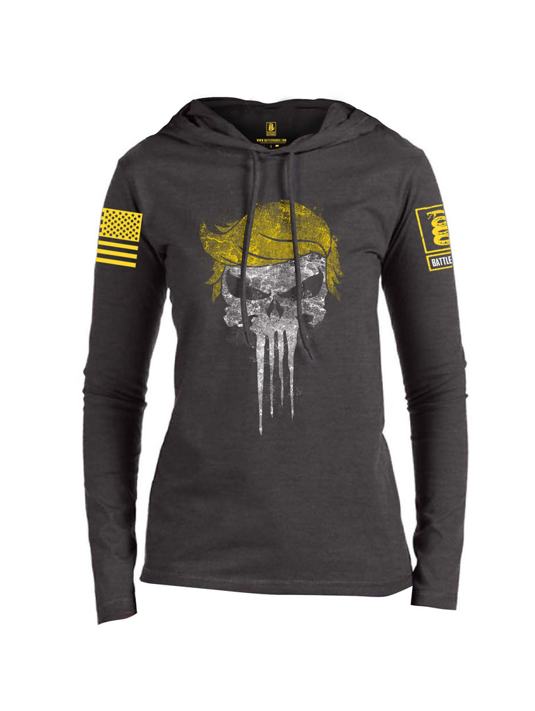 Battleraddle Mr. President Expounder Yellow Sleeve Print Womens Thin Cotton Lightweight Hoodie