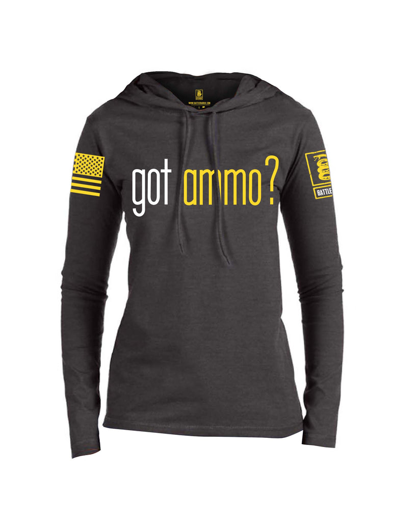 Battleraddle Got Ammo? Yellow Sleeve Print Womens Thin Cotton Lightweight Hoodie