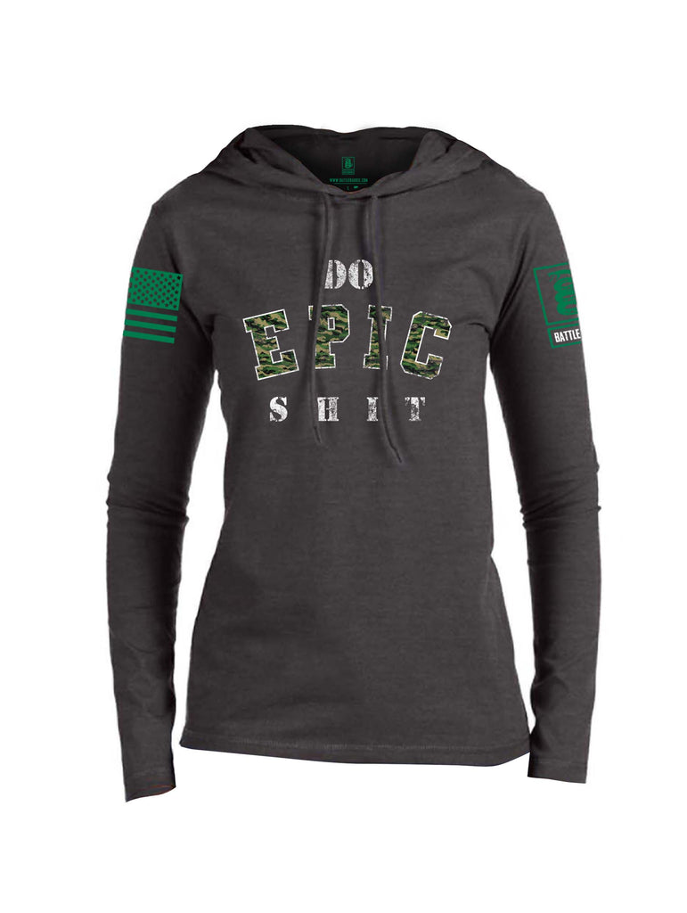 Battleraddle Do Epic Shit Green Sleeve Print Womens Thin Cotton Lightweight Hoodie