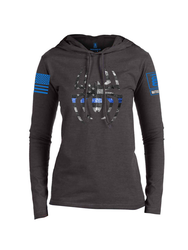 Battleraddle Webman Blue Line Blue Sleeve Print Womens Thin Cotton Lightweight Hoodie shirt|custom|veterans|Apparel-Womens Hoodie-Cotton